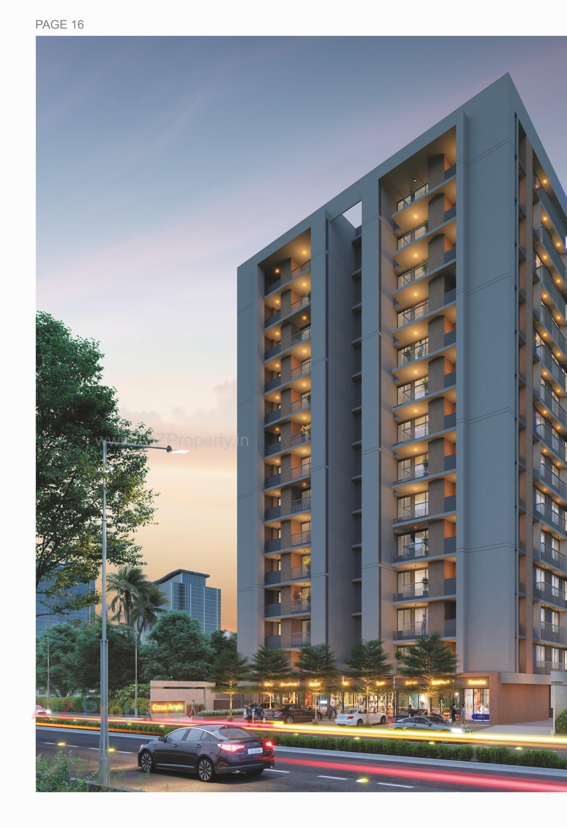 3D Elevation of real estate project Corus Ample located at Sola, Ahmedabad, Gujarat