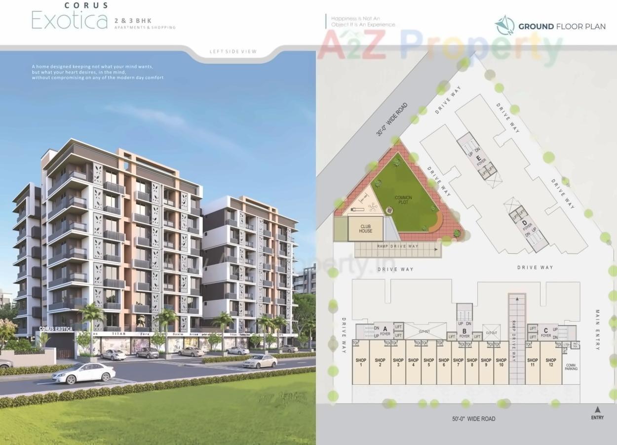 Layout of real estate project Corus Exotica located at Chandlodiya, Ahmedabad, Gujarat