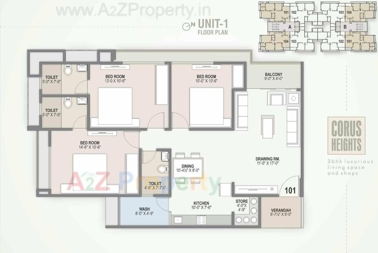 Layout of real estate project Corus Heights located at Sola, Ahmedabad, Gujarat