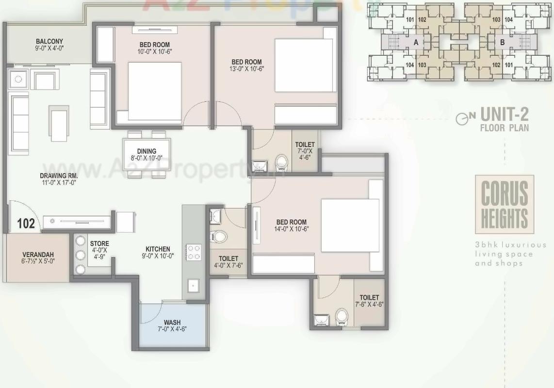 Layout of real estate project Corus Heights located at Sola, Ahmedabad, Gujarat