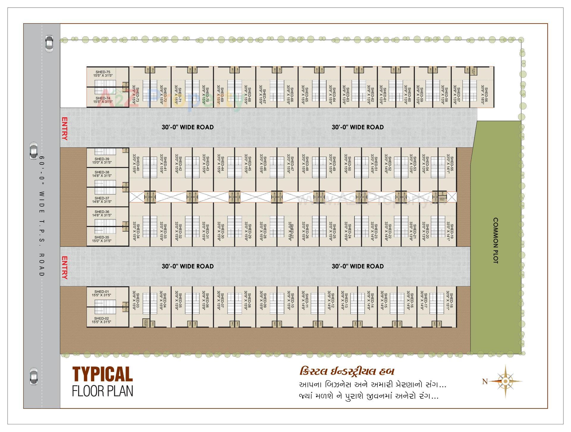 Layout of real estate project Crystal Industrial Hub located at Kathwada, Ahmedabad, Gujarat