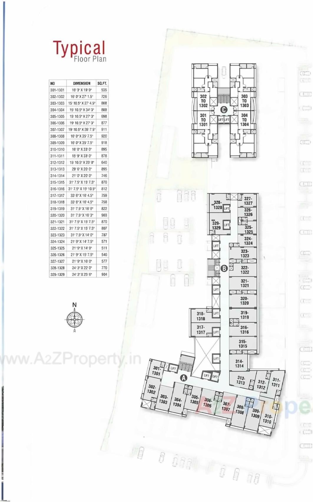 Layout of real estate project Dev Atelier located at Vejalpur, Ahmedabad, Gujarat