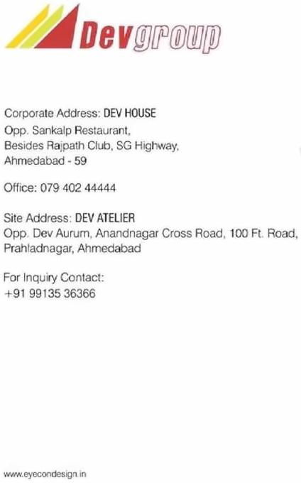  of real estate project Dev Atelier located at Vejalpur, Ahmedabad, Gujarat