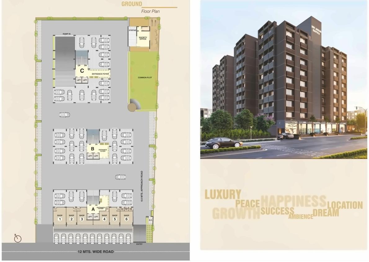 Layout of real estate project Dev Auram Exotica located at Chenpur, Ahmedabad, Gujarat