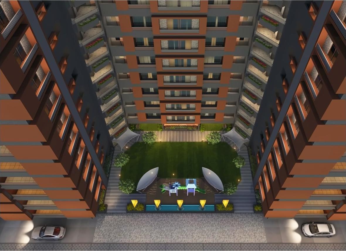 3D Elevation of real estate project Dev Vihaan located at City, Ahmedabad, Gujarat