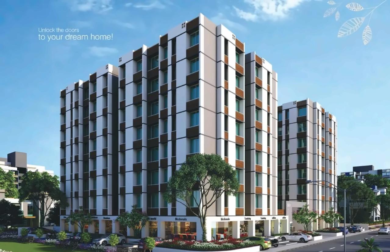 3D Elevation of real estate project Devresidency located at Tragad, Ahmedabad, Gujarat