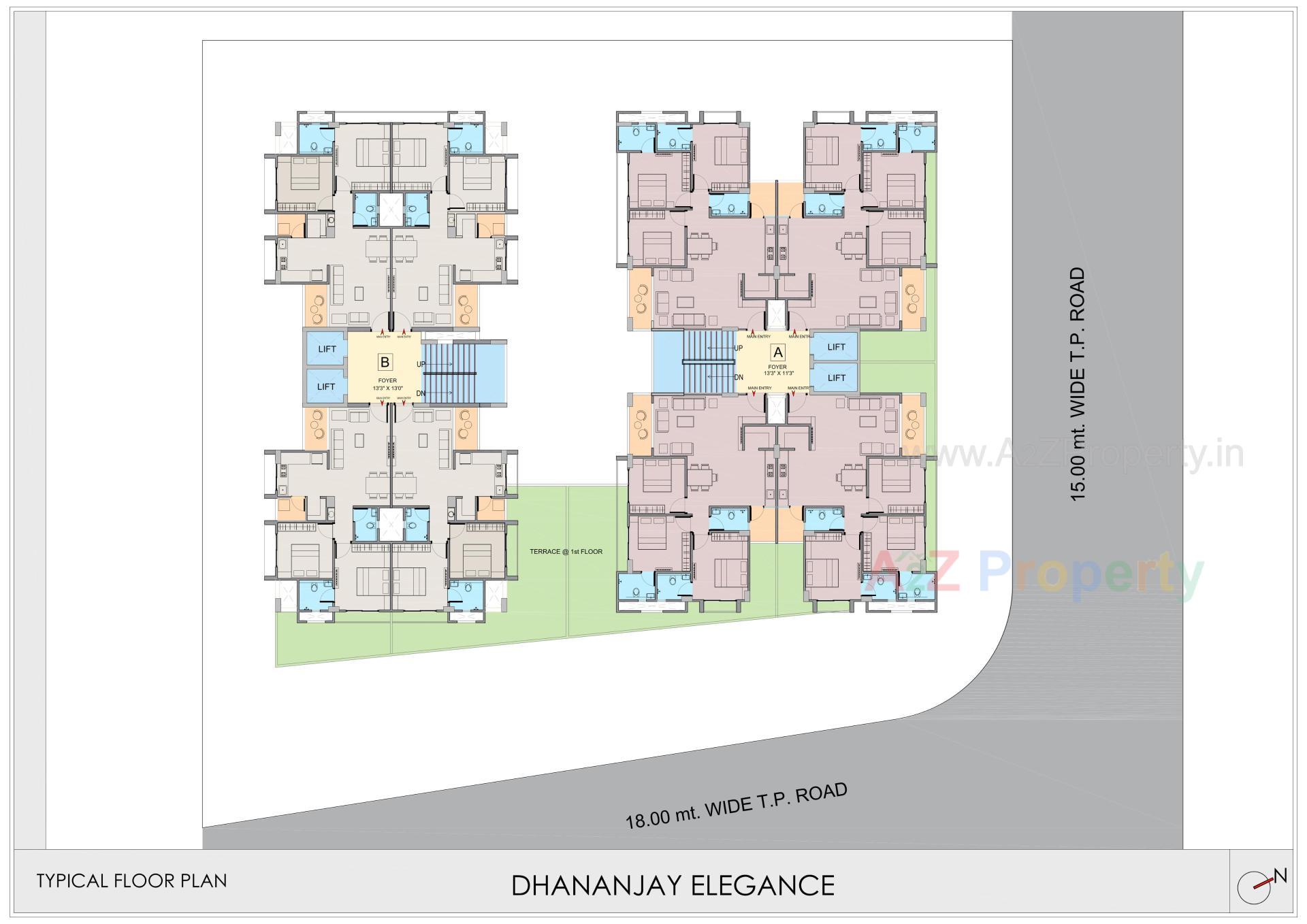 Layout of real estate project Dhananjay Elegance located at Wadaj, Ahmedabad, Gujarat