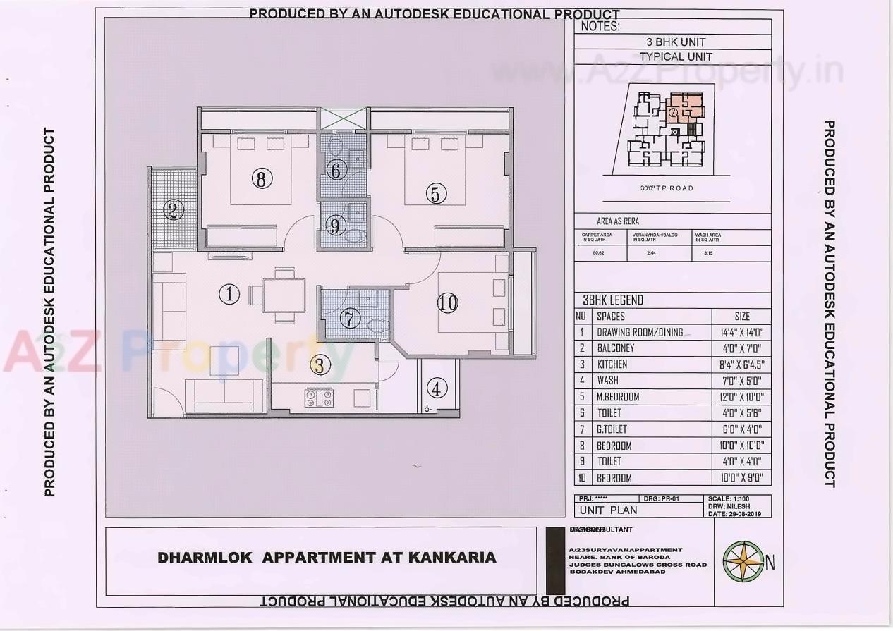 Layout of real estate project Dharmlok Appartment located at Rajpur-hirpur, Ahmedabad, Gujarat