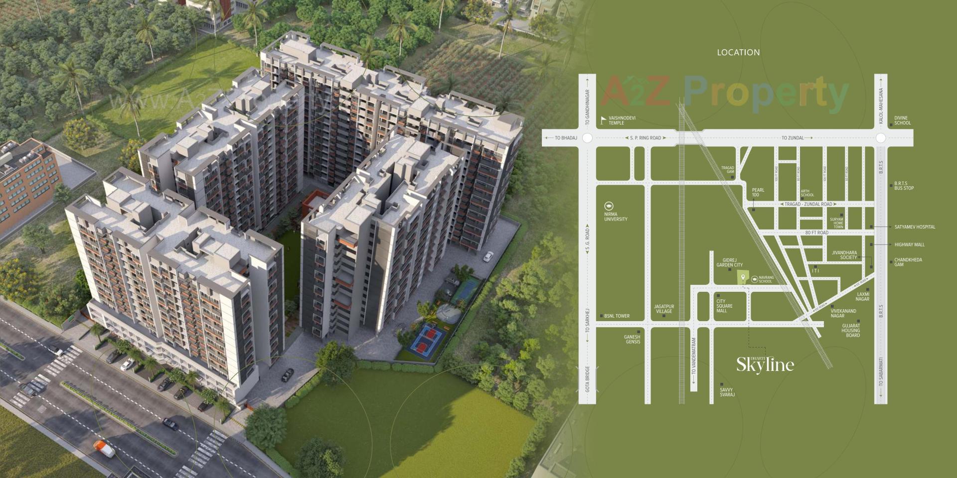 3D Elevation of real estate project Dharti Skyline located at Ahmedabad, Ahmedabad, Gujarat