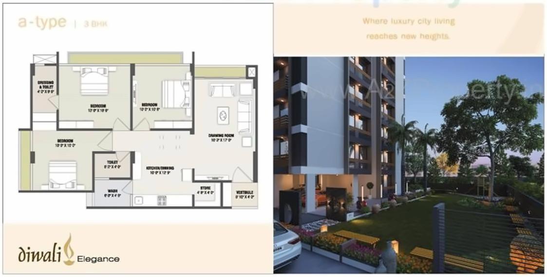 Layout of real estate project Diwali Elegance located at Tragad, Ahmedabad, Gujarat