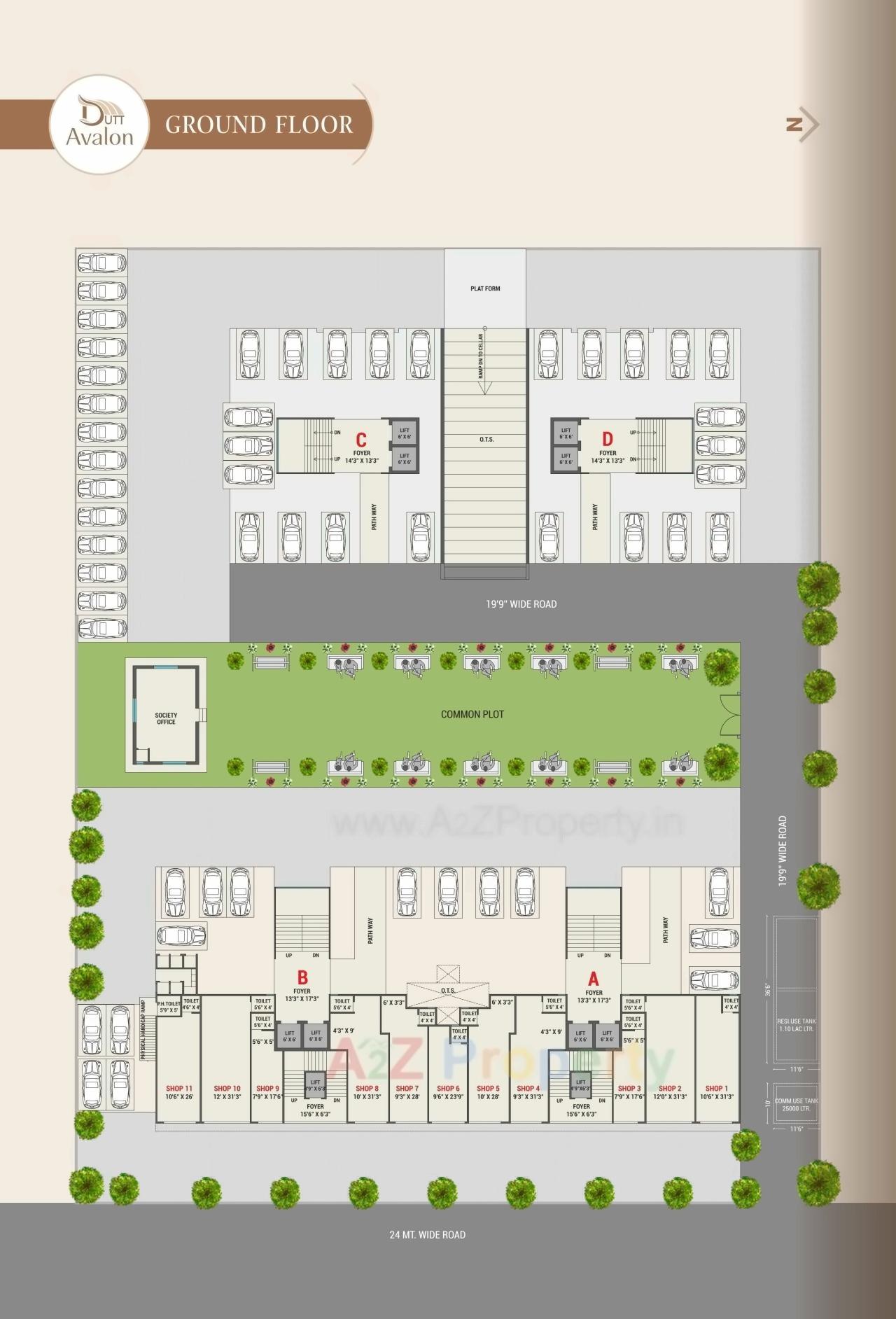 Layout of real estate project Dutt Avalon located at Tragad, Ahmedabad, Gujarat