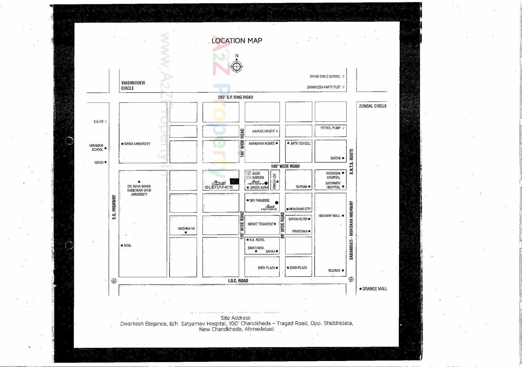 Layout of real estate project Dwarkesh Elegance located at Zundal, Ahmedabad, Gujarat
