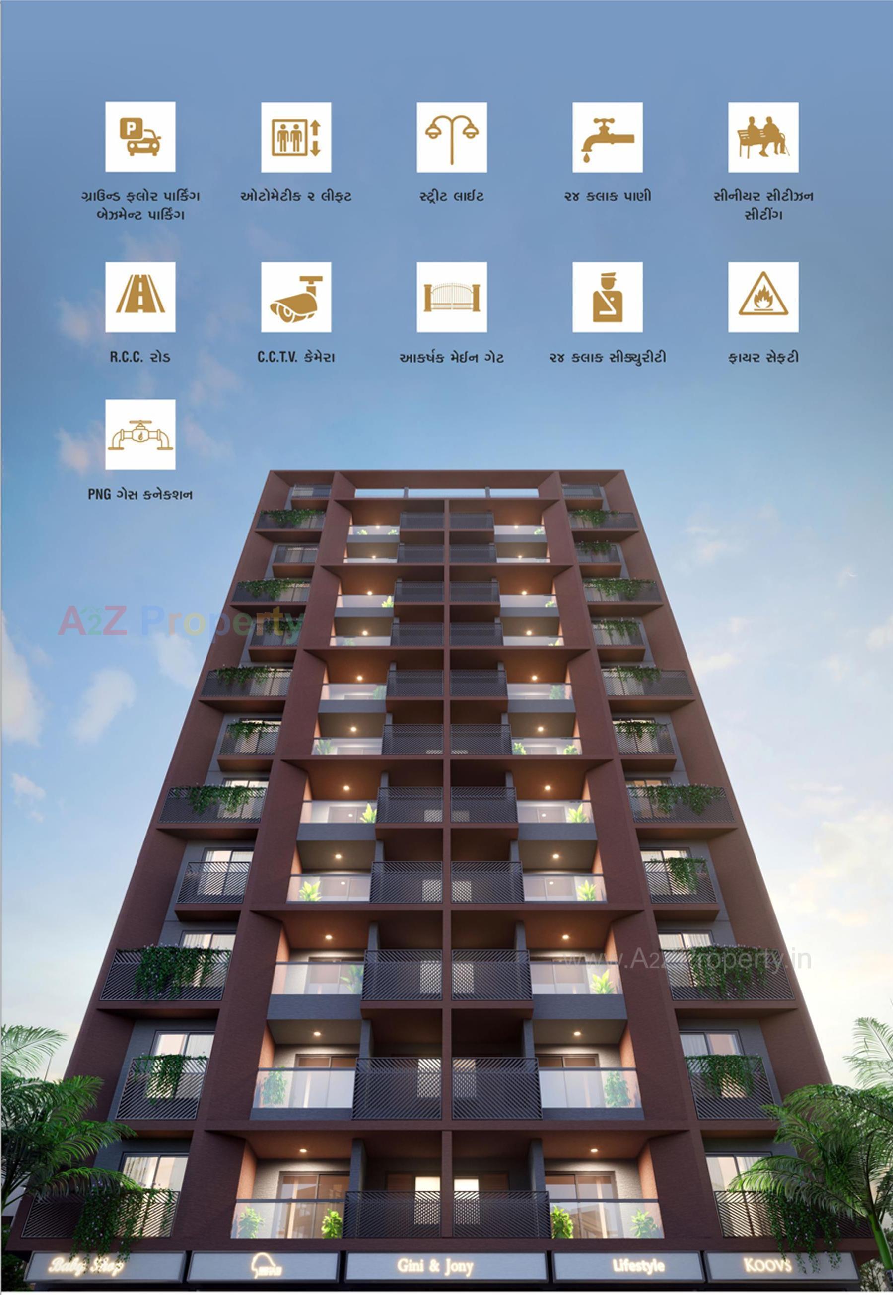 3D Elevation of real estate project Ekaksh Elegance located at Vinzol, Ahmedabad, Gujarat