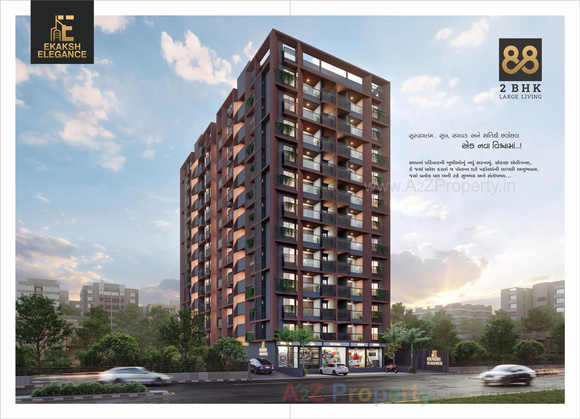 3D Elevation of real estate project Ekaksh Elegance located at Vinzol, Ahmedabad, Gujarat