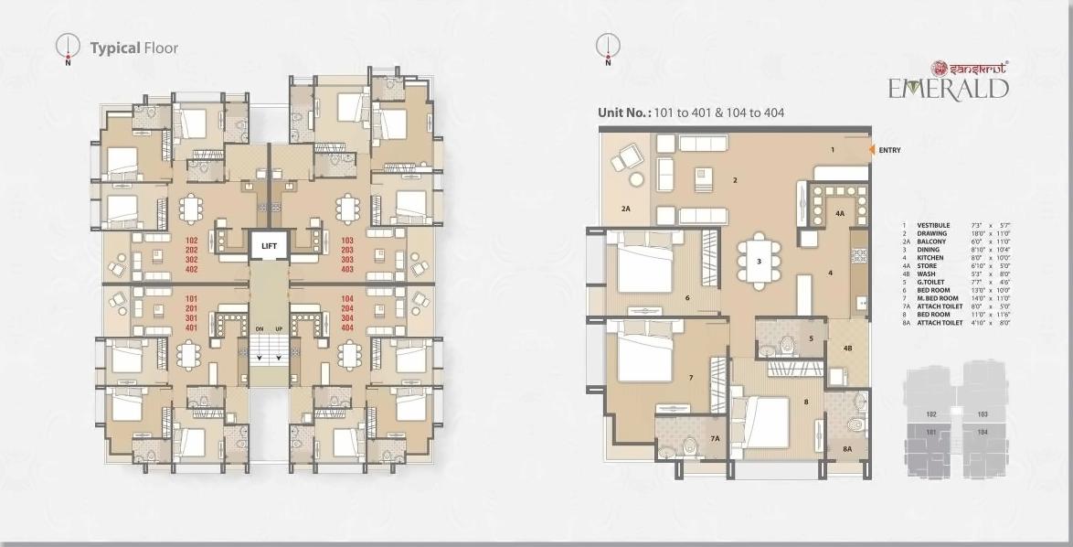 Layout of real estate project Emerald Apartment located at Vejalpur, Ahmedabad, Gujarat