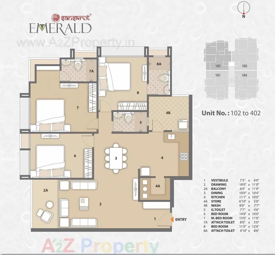 Layout of real estate project Emerald Apartment located at Vejalpur, Ahmedabad, Gujarat