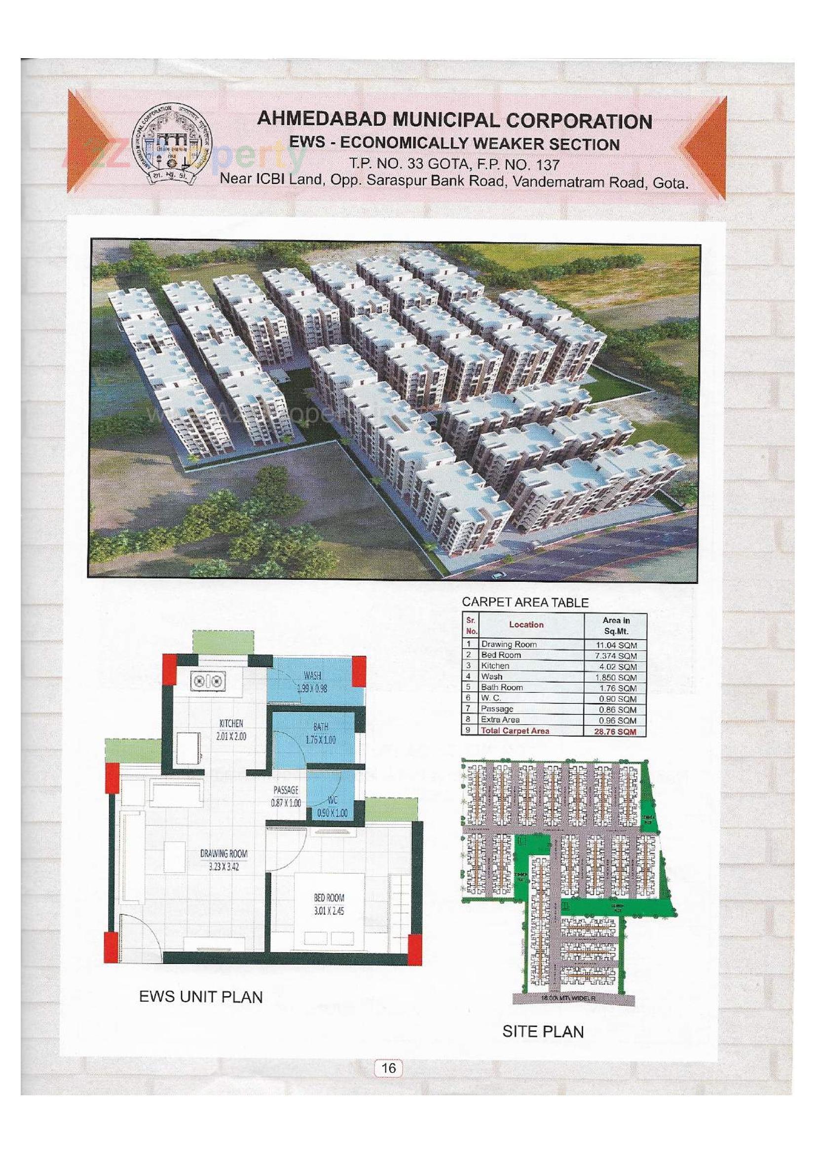 Layout of real estate project Ews 50 located at Thaltej, Ahmedabad, Gujarat