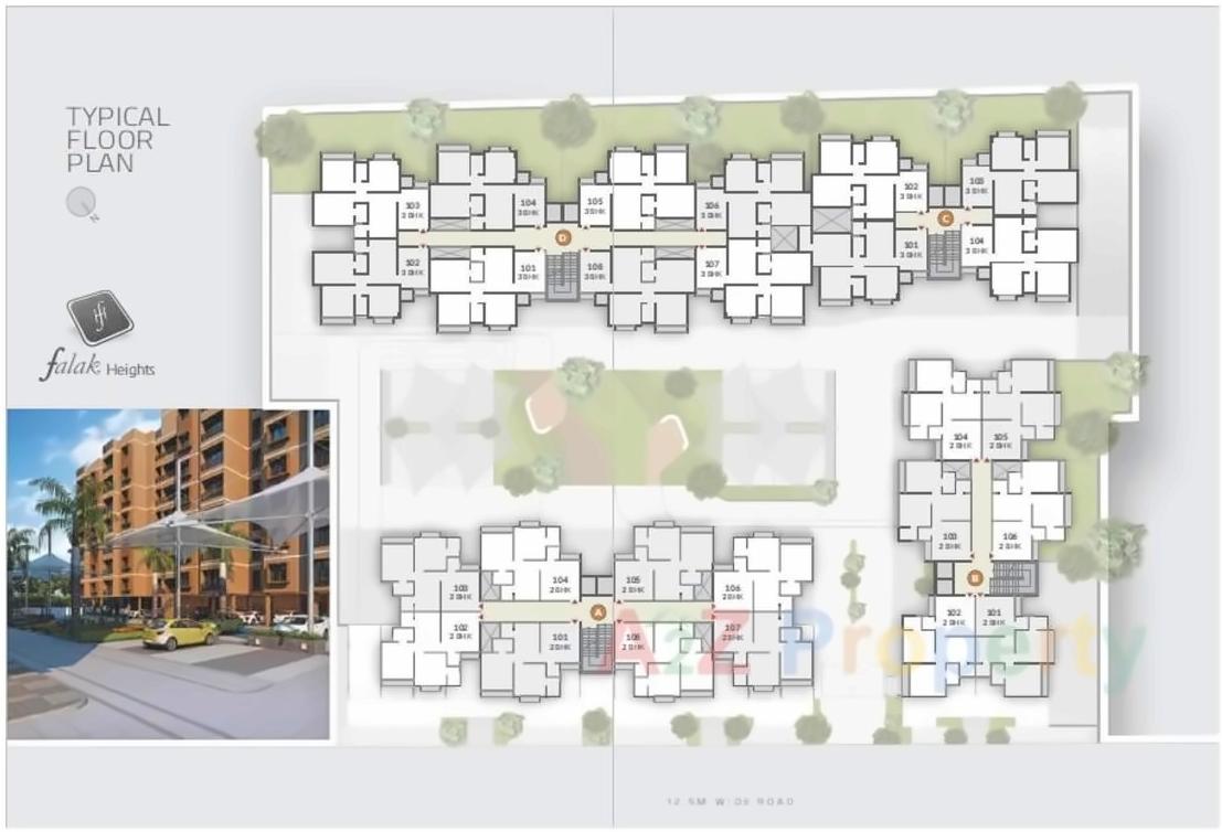 Layout of real estate project Falak Heights located at Rakhial, Ahmedabad, Gujarat