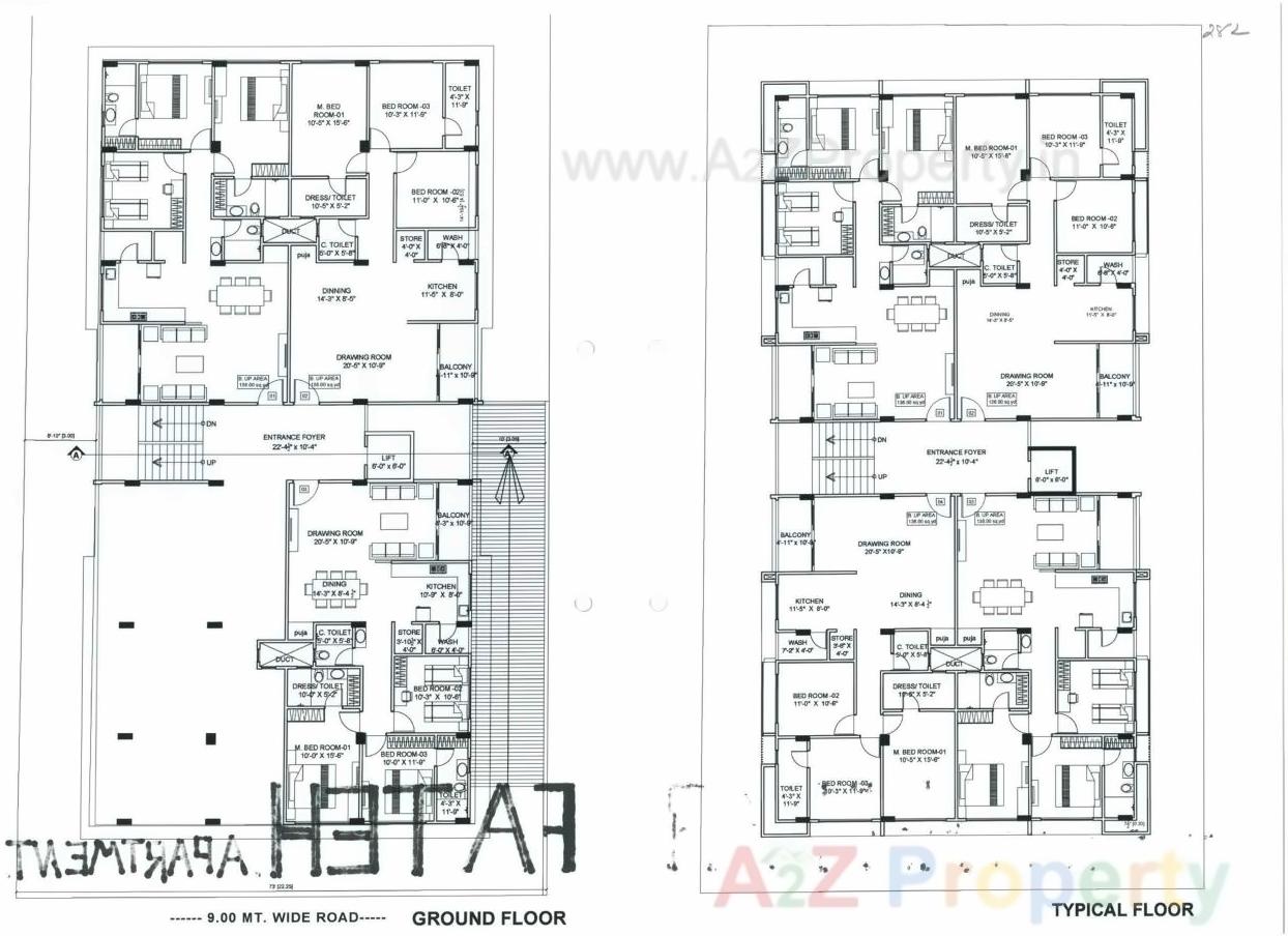 Layout of real estate project Fateh Apartment located at Paldi, Ahmedabad, Gujarat