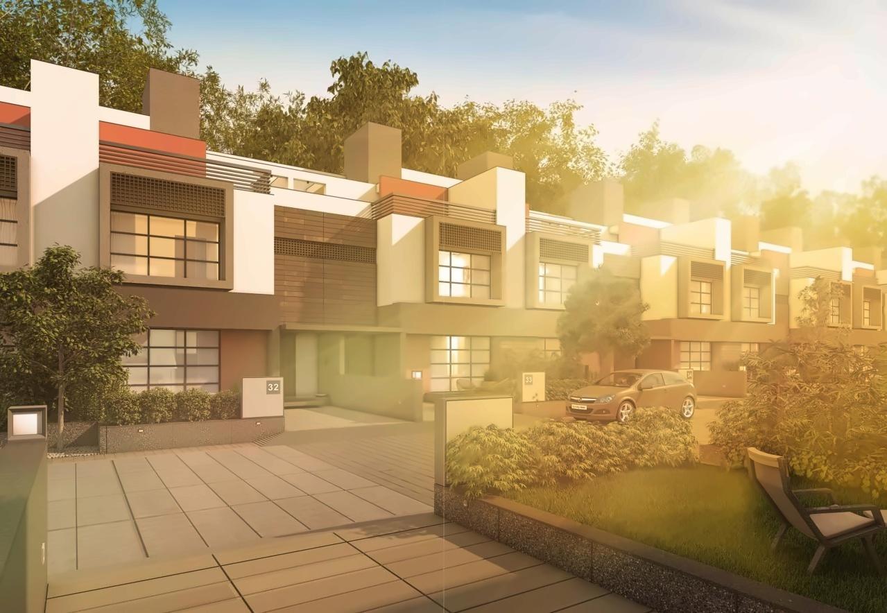 3D Elevation of real estate project Floris Villa located at Sanand, Ahmedabad, Gujarat