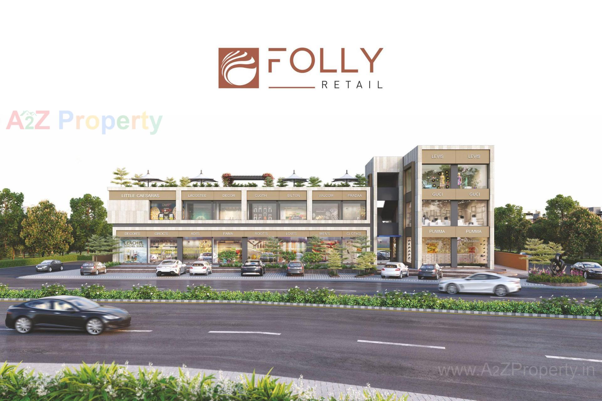 3D Elevation of real estate project Folly Retail located at Sanathal, Ahmedabad, Gujarat