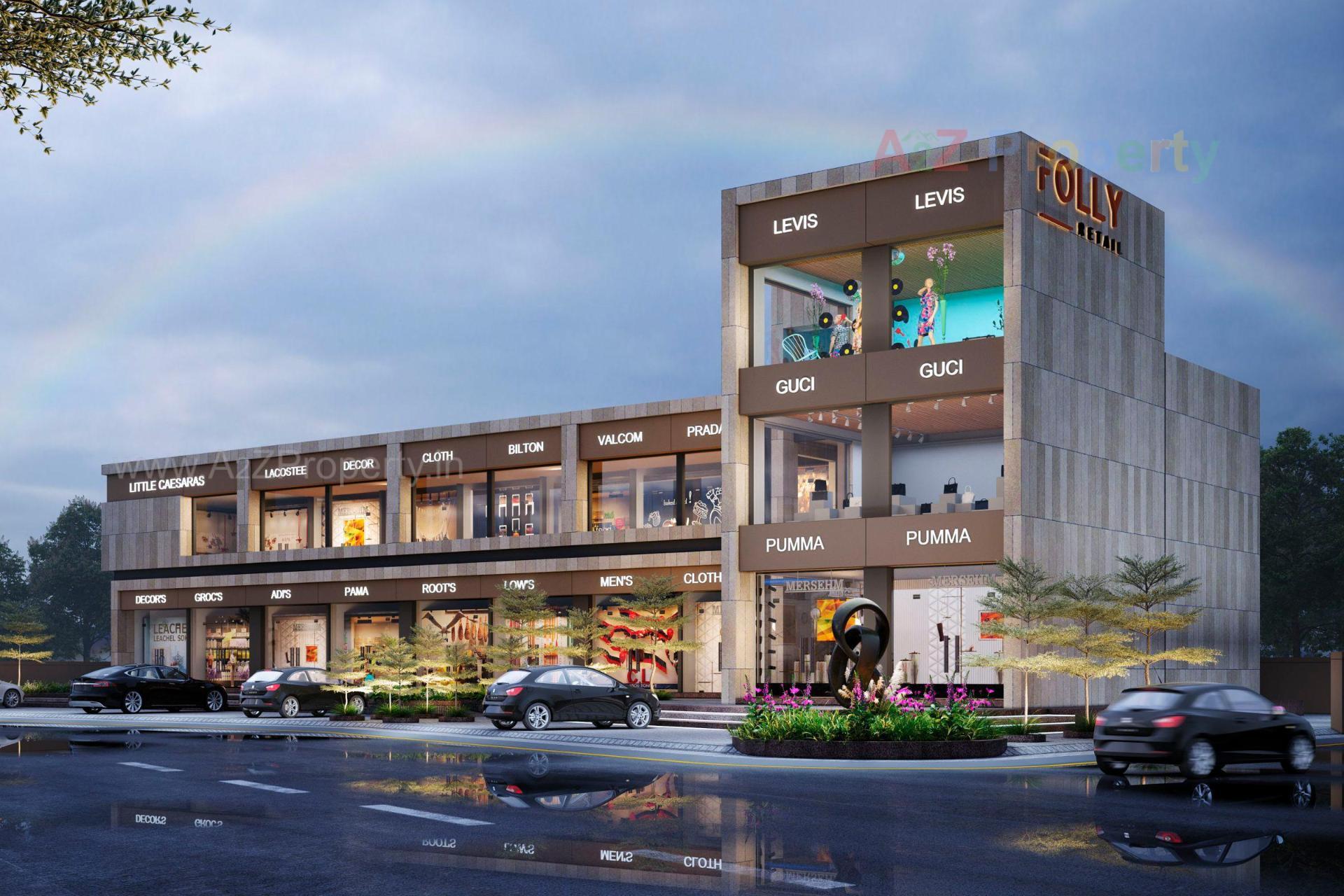 3D Elevation of real estate project Folly Retail located at Sanathal, Ahmedabad, Gujarat