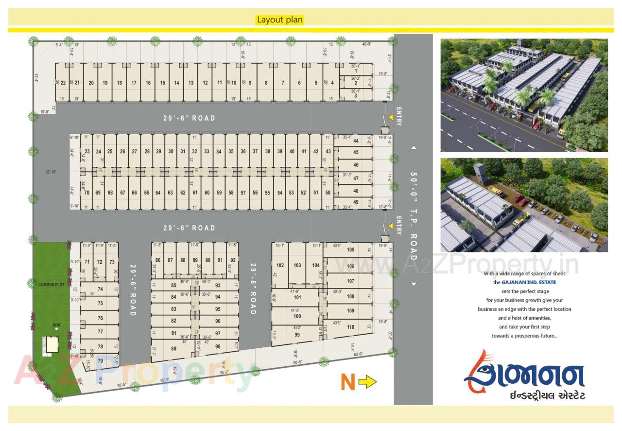 Layout of real estate project Gajanan Industrial Estate located at Hathijan, Ahmedabad, Gujarat