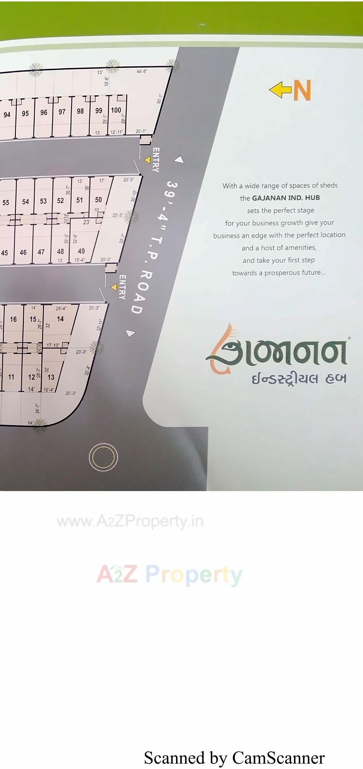 Layout of real estate project Gajanan Industrial Hub located at Vinzol, Ahmedabad, Gujarat