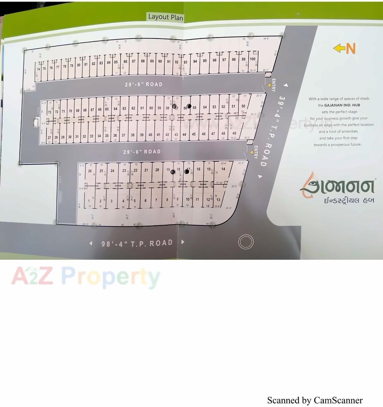 Layout of real estate project Gajanan Industrial Hub located at Vinzol, Ahmedabad, Gujarat