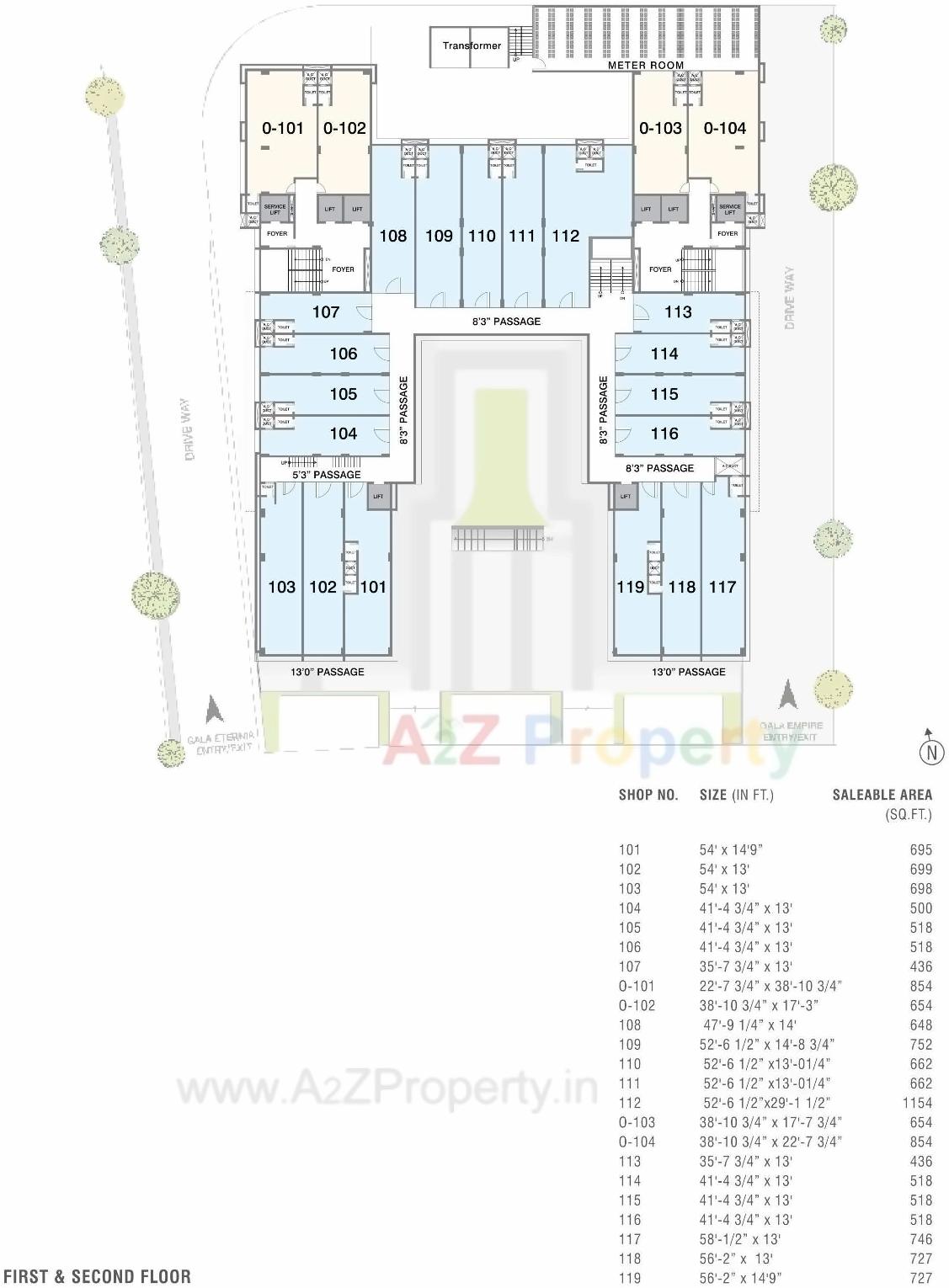 Layout of real estate project Gala Empire located at Thaltej, Ahmedabad, Gujarat