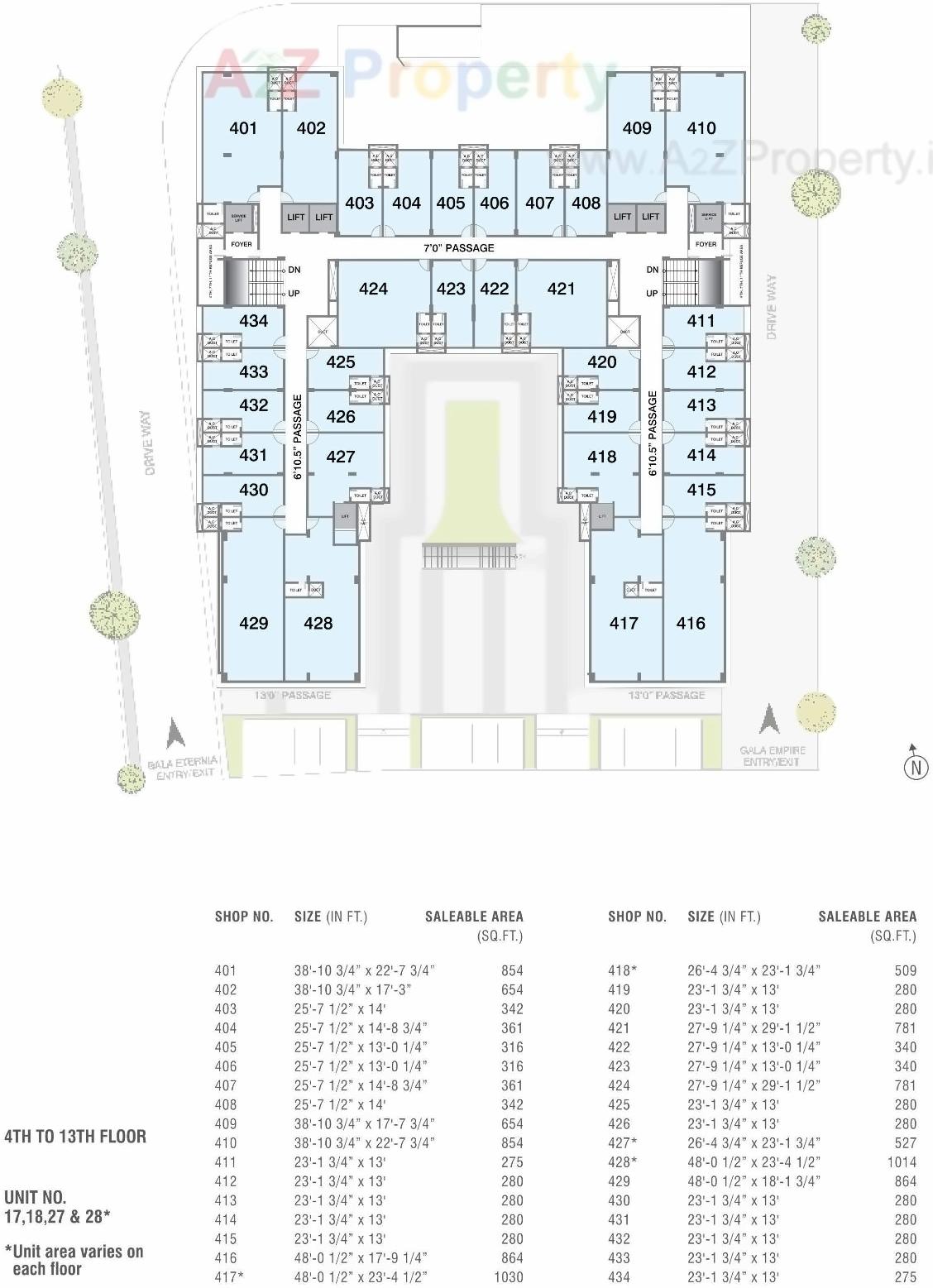 Layout of real estate project Gala Empire located at Thaltej, Ahmedabad, Gujarat