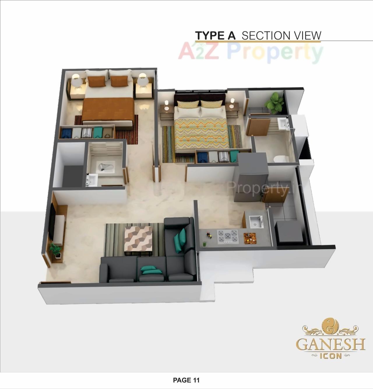 Layout of real estate project Ganesh Icon Ganesh Heights located at Muthia, Ahmedabad, Gujarat