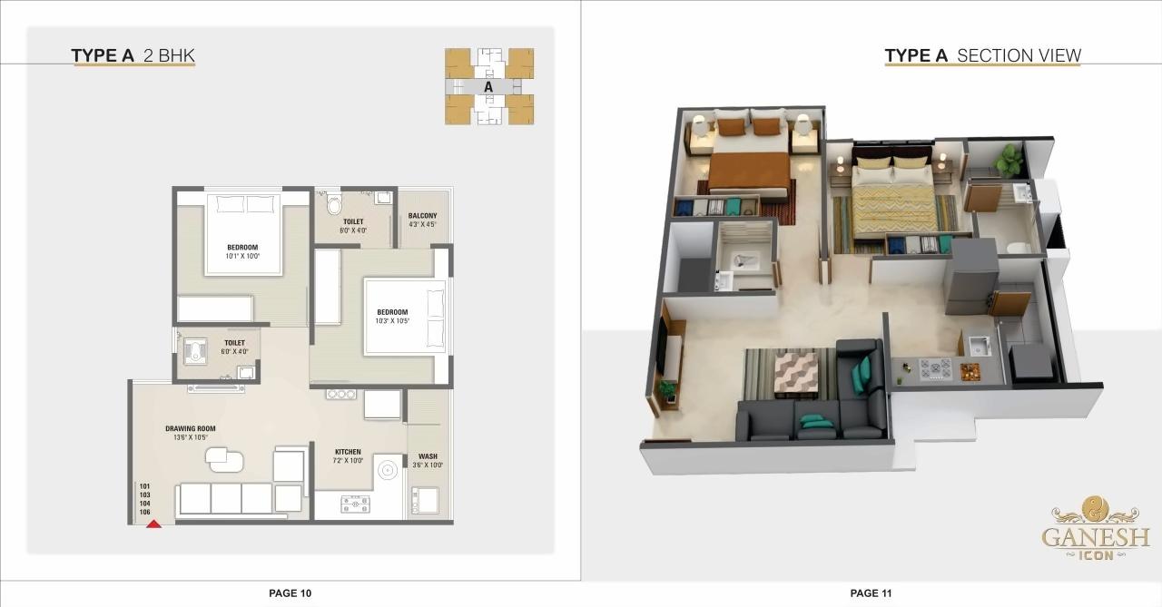 Layout of real estate project Ganesh Icon Ganesh Heights located at Muthia, Ahmedabad, Gujarat