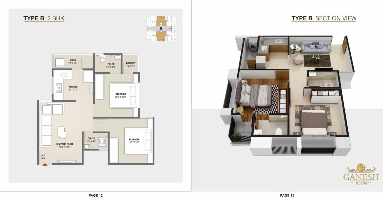 Layout of real estate project Ganesh Icon Ganesh Heights located at Muthia, Ahmedabad, Gujarat