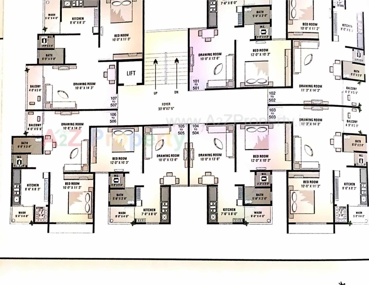 Layout of real estate project Gokul Residency (block A + B, G, H) located at Vinzol, Ahmedabad, Gujarat