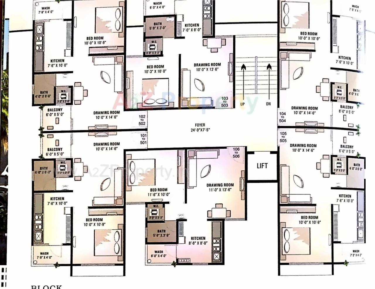 Layout of real estate project Gokul Residency (block A + B, G, H) located at Vinzol, Ahmedabad, Gujarat