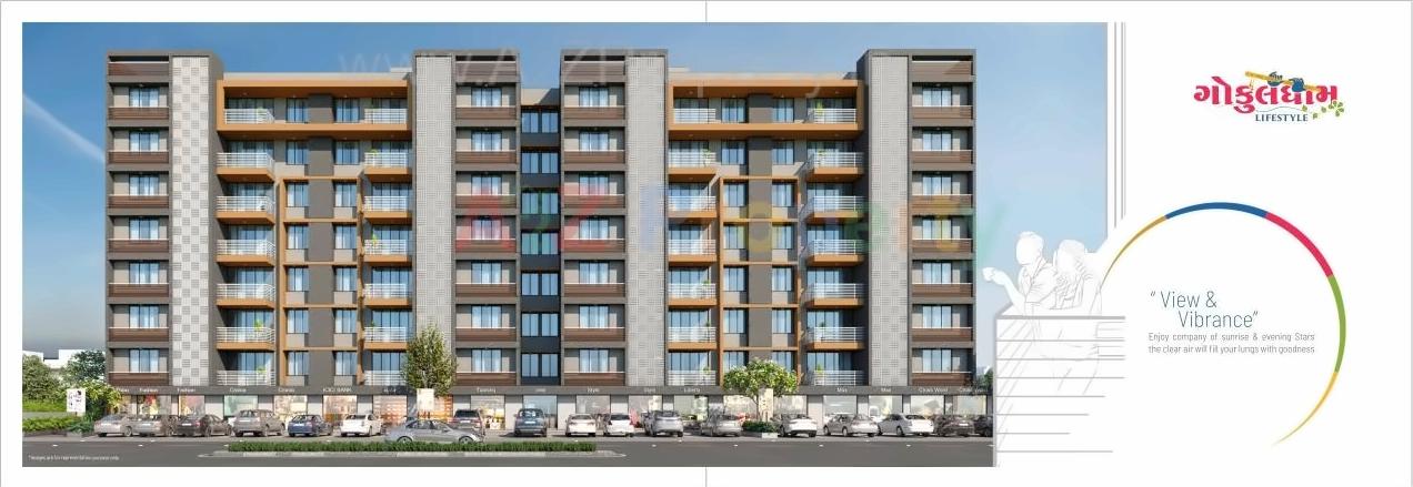 3D Elevation of real estate project Gokuldham Lifestyle located at Singarva, Ahmedabad, Gujarat