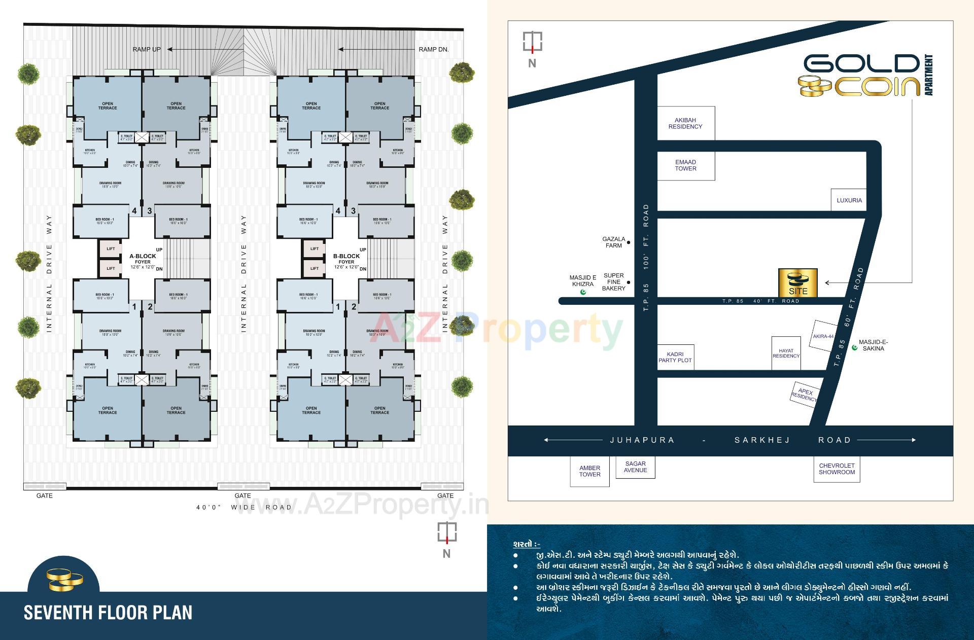 Layout of real estate project Gold Coin Apartment located at Sarkhej, Ahmedabad, Gujarat