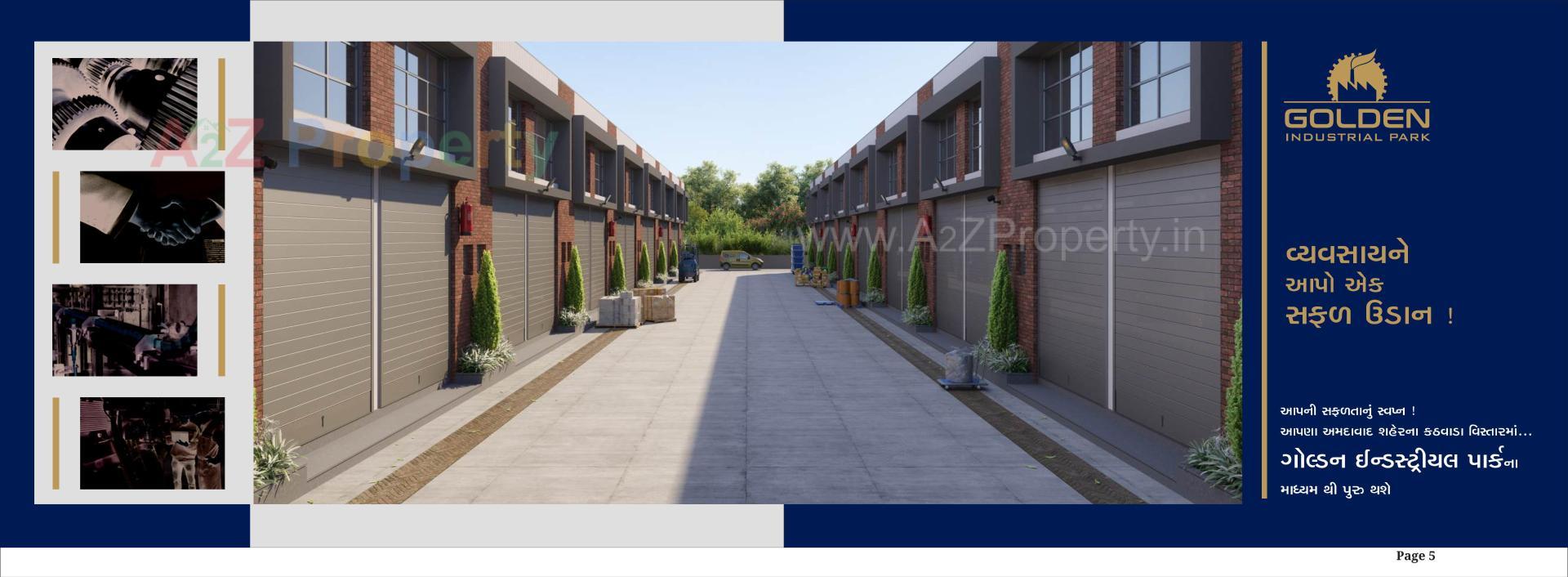 3D Elevation of real estate project Golden Industrial Park located at Kathwada, Ahmedabad, Gujarat