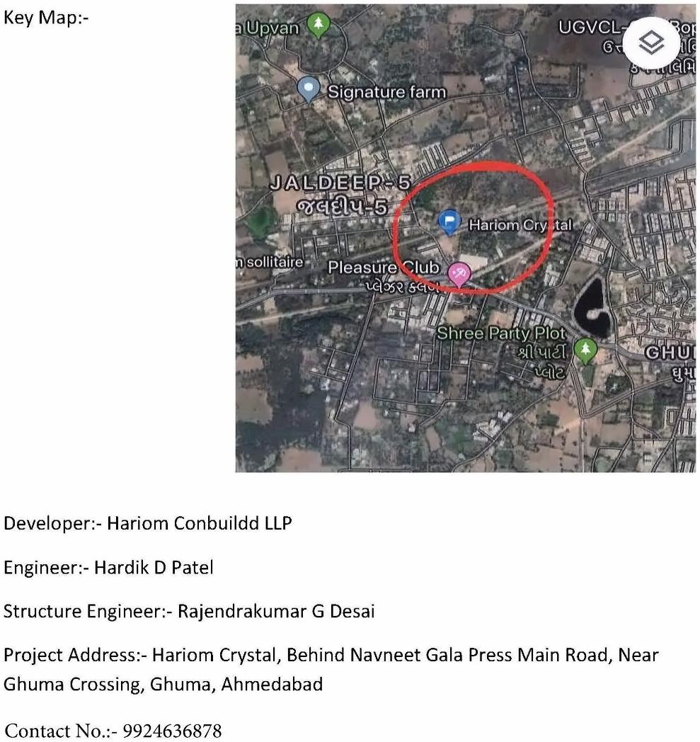  of real estate project Hariom Crystal located at Ghuma, Ahmedabad, Gujarat