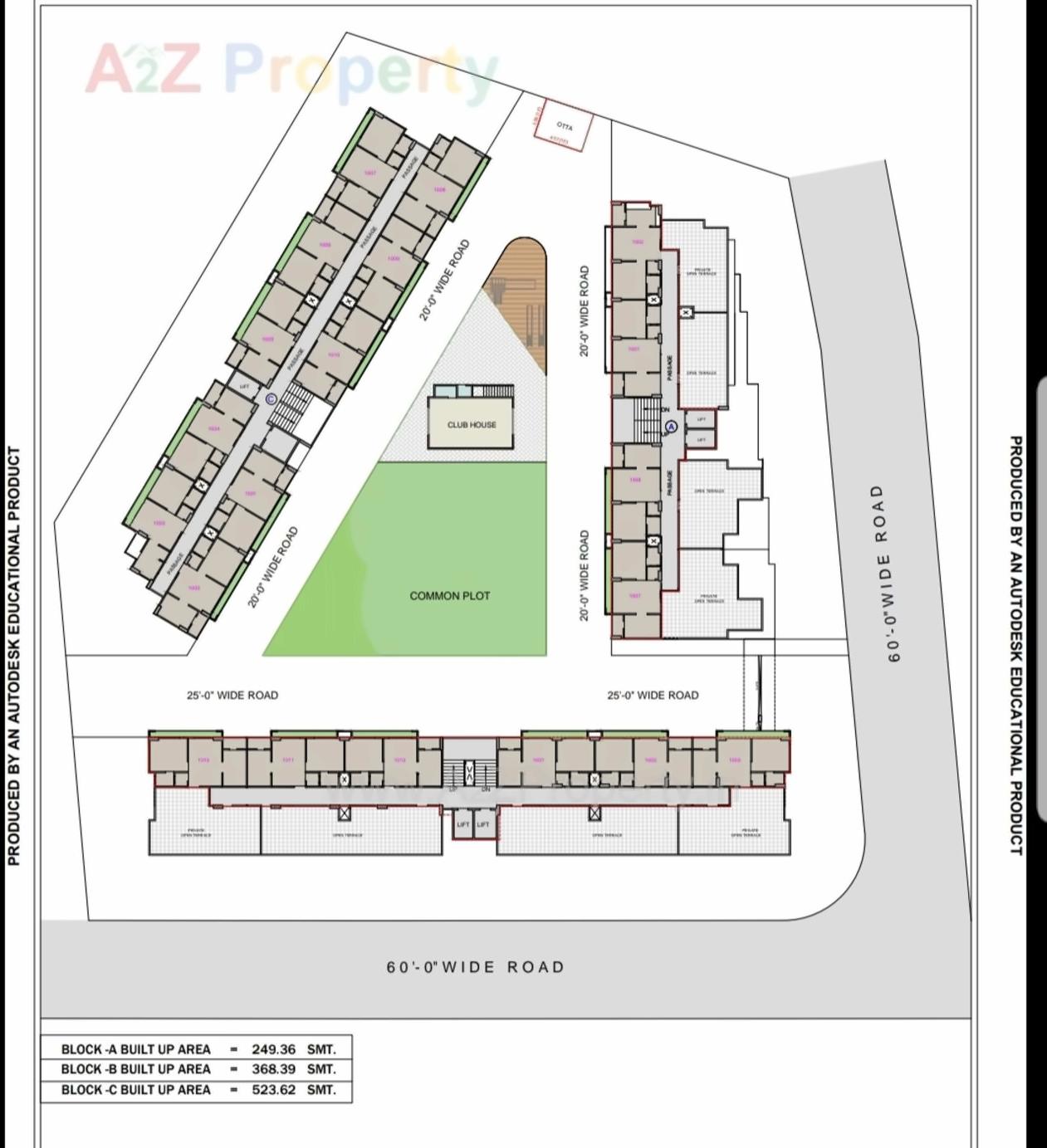 Layout of real estate project Hariom Crystal located at Ghuma, Ahmedabad, Gujarat
