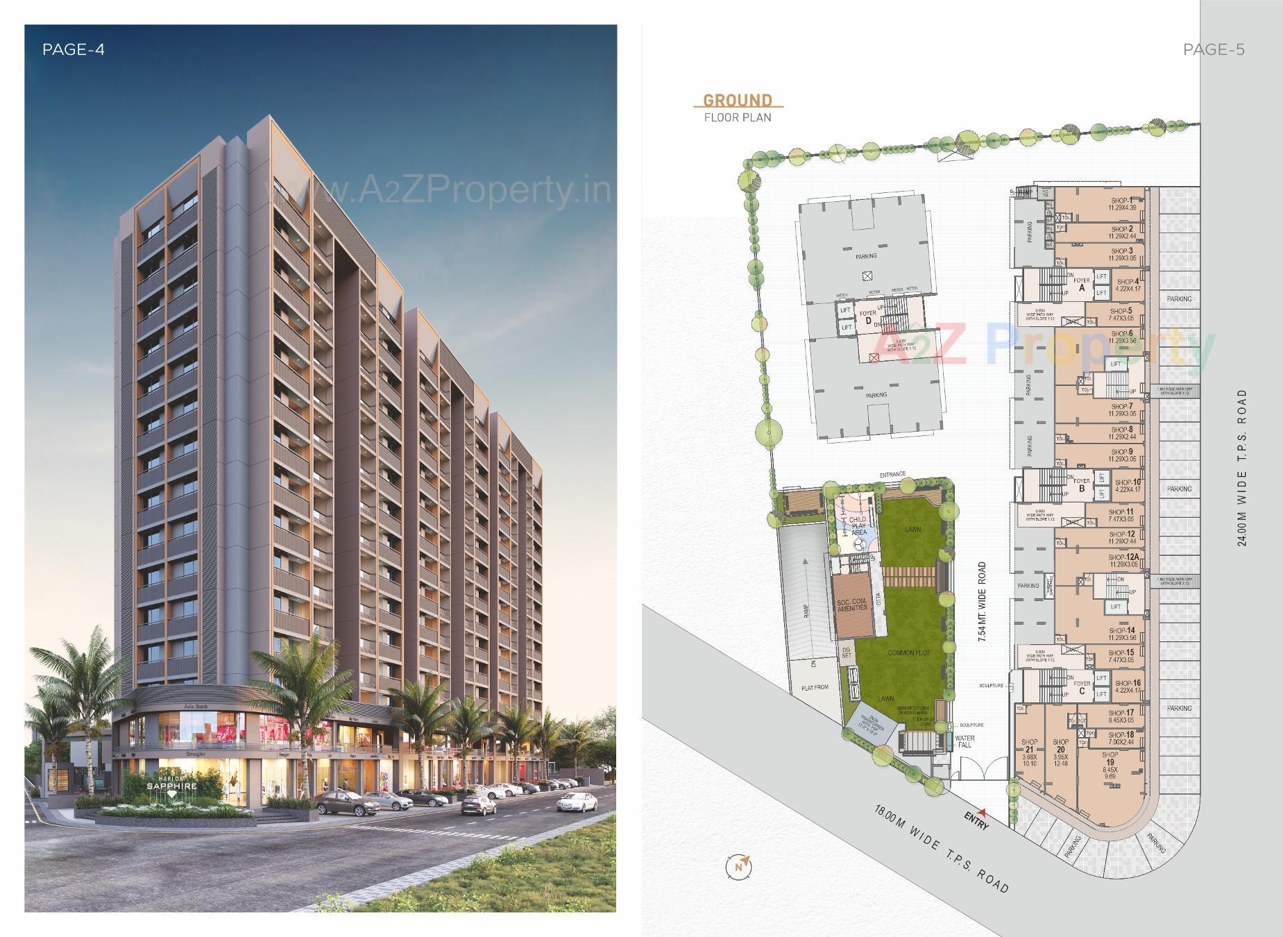 3D Elevation of real estate project Hariom Sapphire located at Ognaj, Ahmedabad, Gujarat