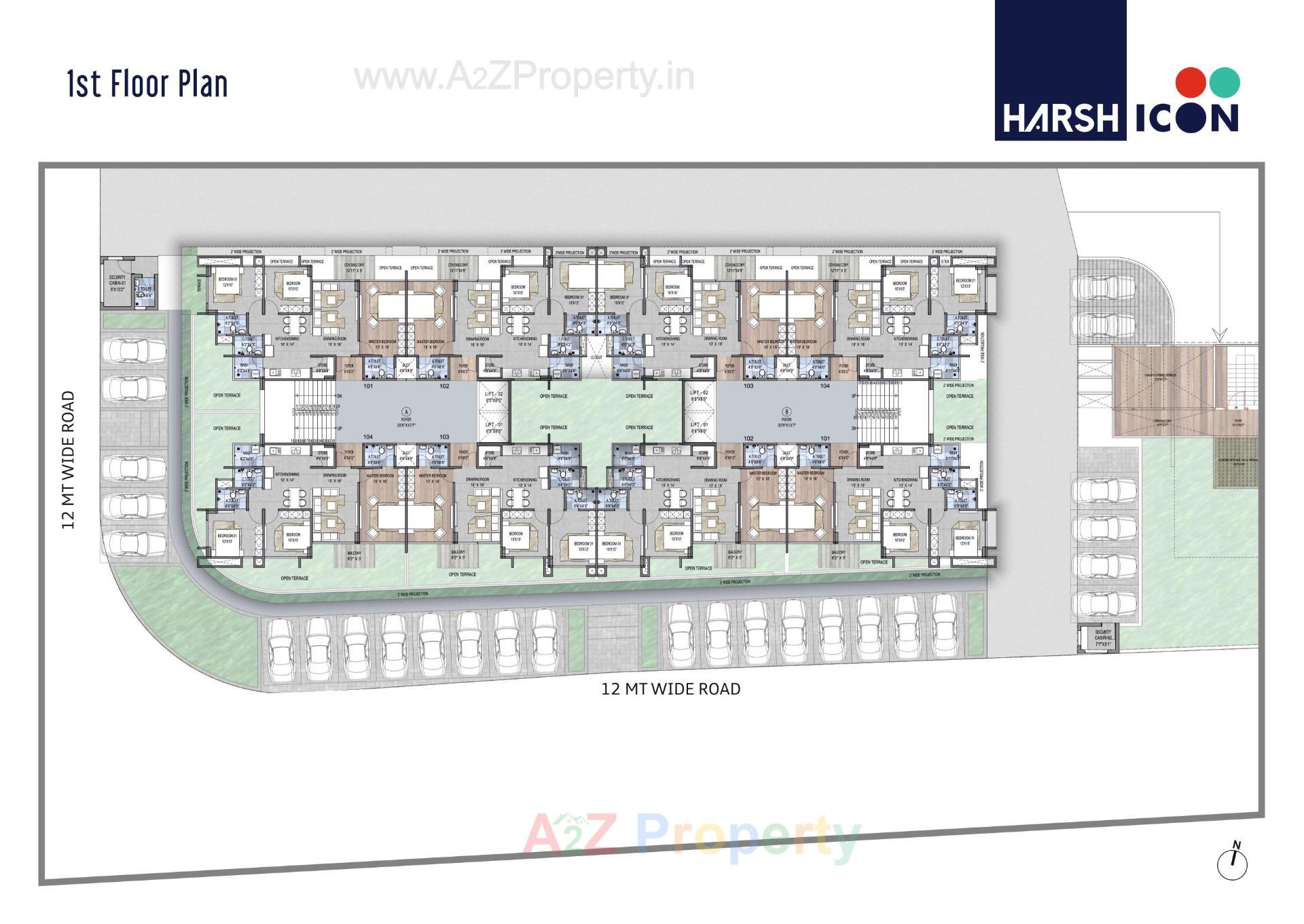 Layout of real estate project Harsh Icon located at Bopal, Ahmedabad, Gujarat