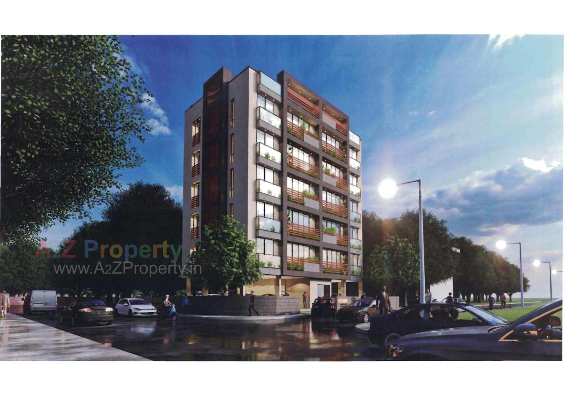 3D Elevation of real estate project Hema Apartments located at Paldi, Ahmedabad, Gujarat