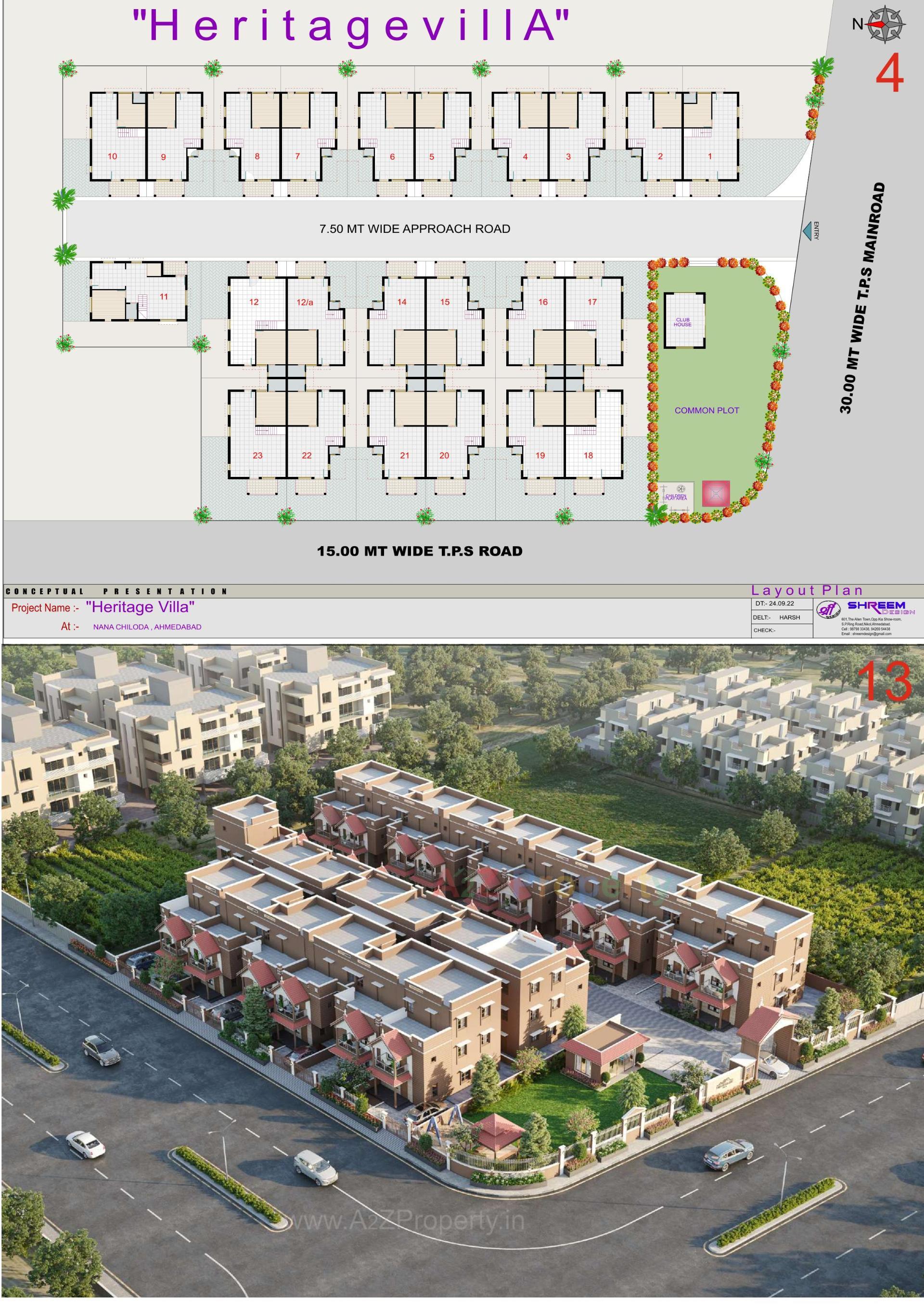Layout of real estate project Heritage Villa located at Chiloda, Ahmedabad, Gujarat