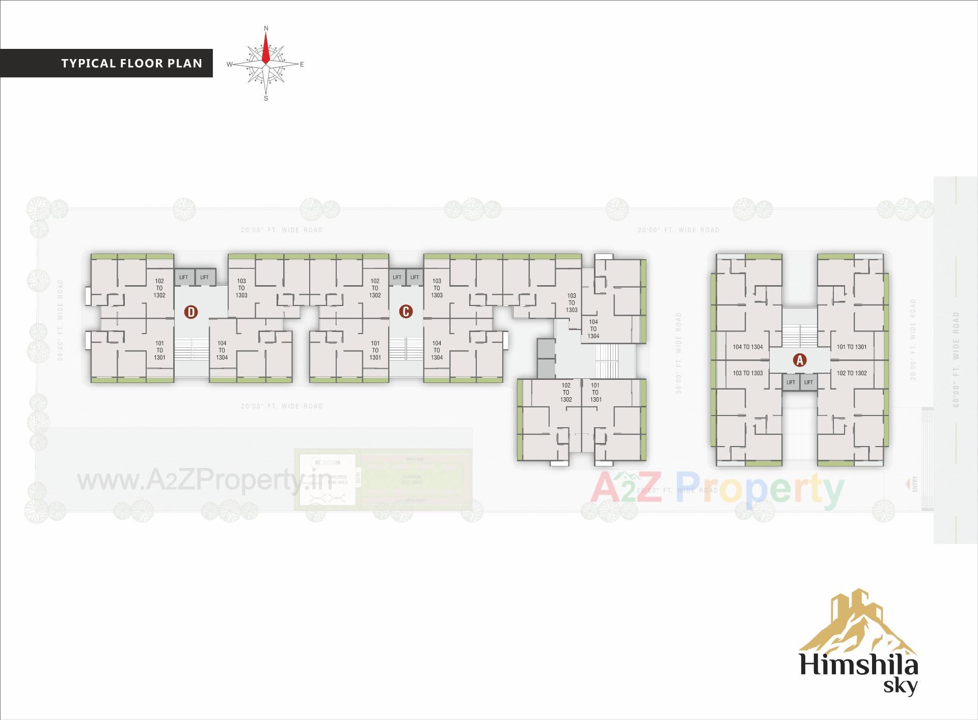 Layout of real estate project Himshila Sky located at Hanspura, Ahmedabad, Gujarat