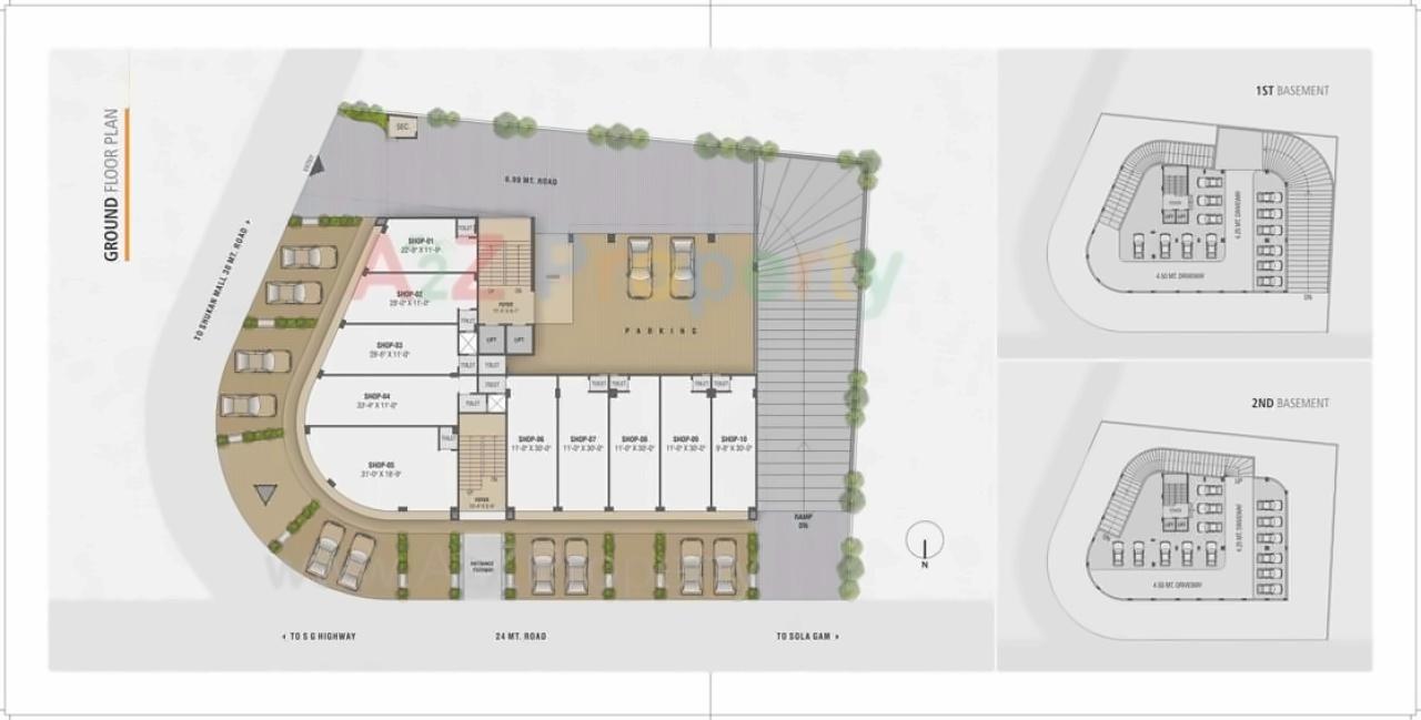 Layout of real estate project Hir Asha Arcade located at Sola, Ahmedabad, Gujarat