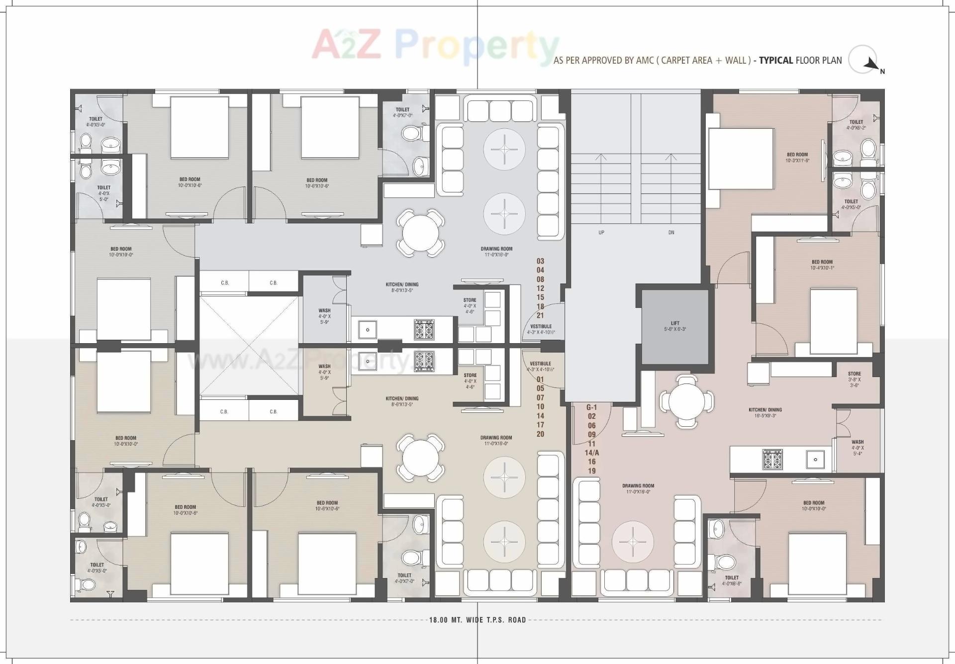 Layout of real estate project Hiren Apartments located at Ahmedabad, Ahmedabad, Gujarat