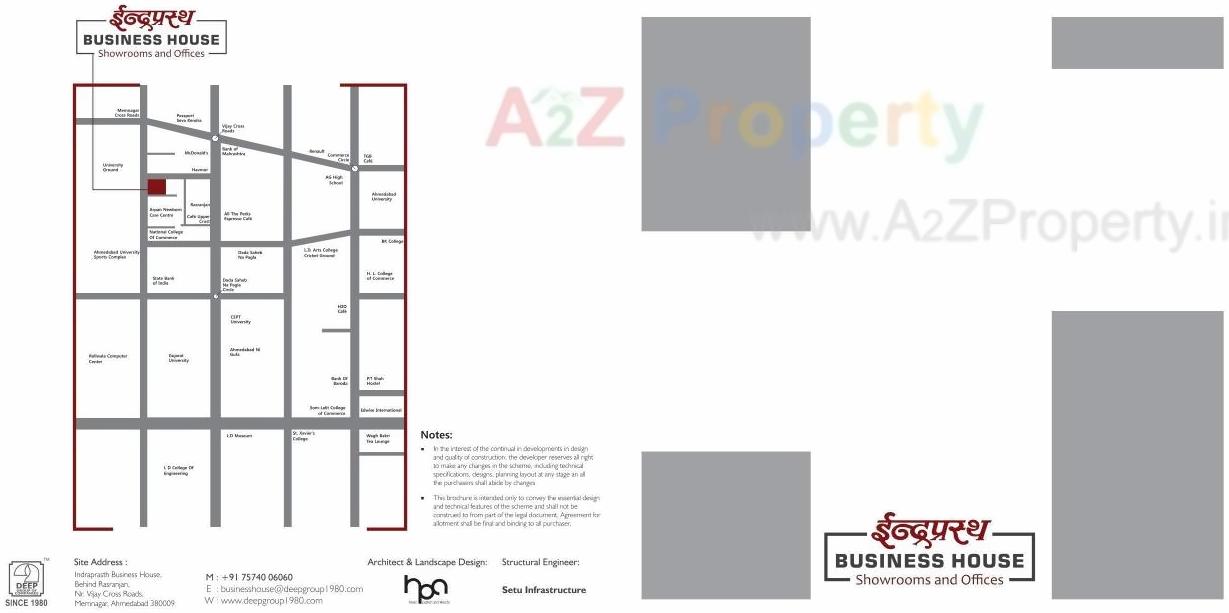 Layout of real estate project Indraprasth Business House located at Memnagar, Ahmedabad, Gujarat