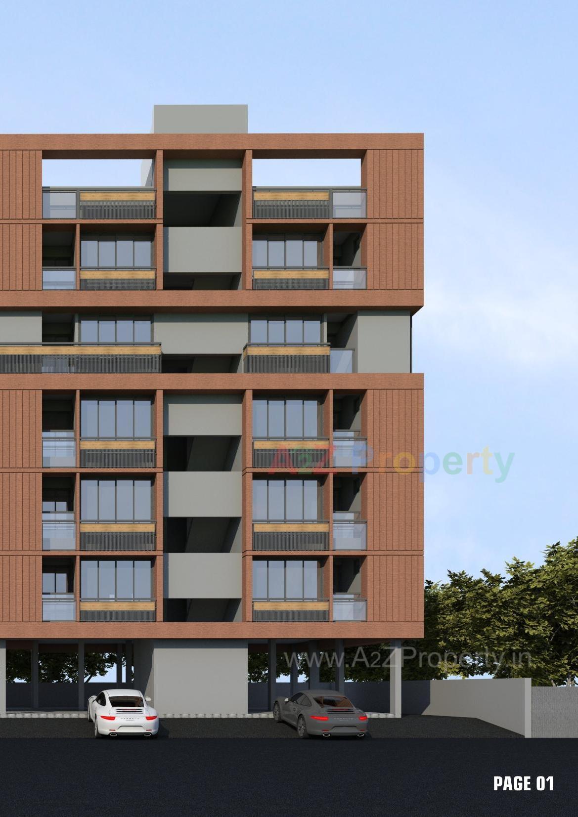 3D Elevation of real estate project Jaimini Appartment located at Wadaj, Ahmedabad, Gujarat